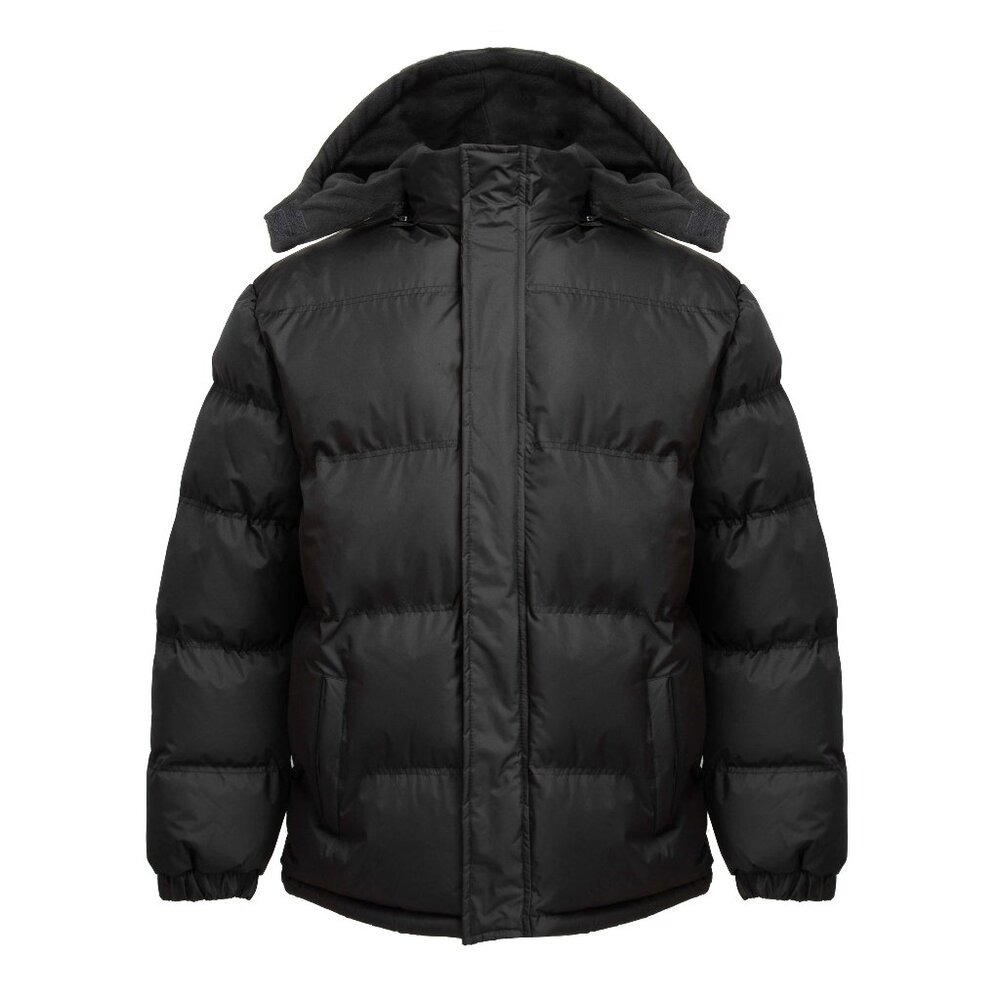 𝗟𝗶𝗼𝗻 𝐅𝐨𝐫𝐜𝐞 Men's Puffer Coat with Removable Hood Polar Fleece Black L